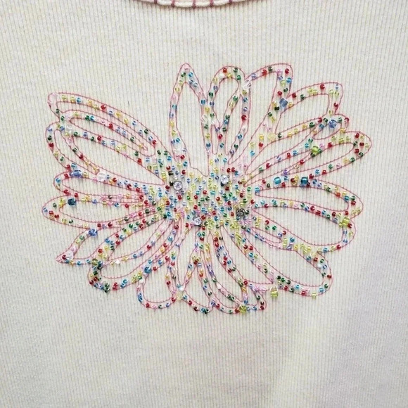 CAbi Style 266 Vintage Beaded Flower Top - Picture 3 of 5